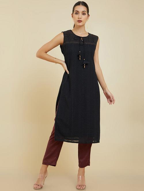 key hole neck georgette a-line kurta - 19659254 - Very Small Image - 1