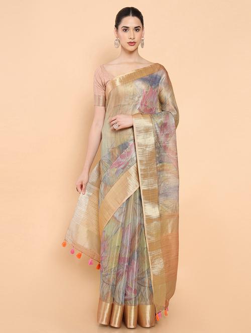 abstract printed saree with blouse - 19659324 - Very Small Image - 1