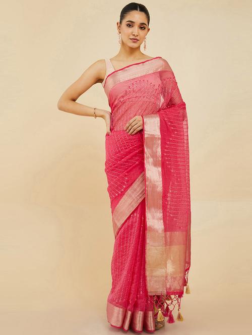embroidered sequins saree with tassels - 19659417 - Very Small Image - 1