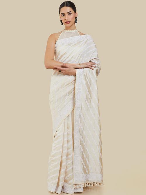 solid embroidered saree with tassels with blouse - 19659457 - Very Small Image - 1