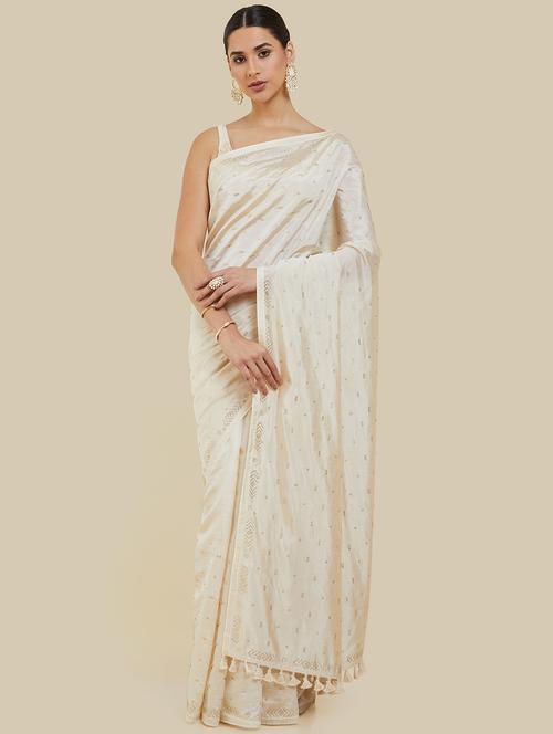 solid sequin embellished saree with blouse - 19659465 - Very Small Image - 1