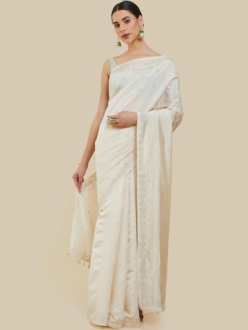 solid sequin embellished saree with blouse - 19659467 - Very Small Image - 1