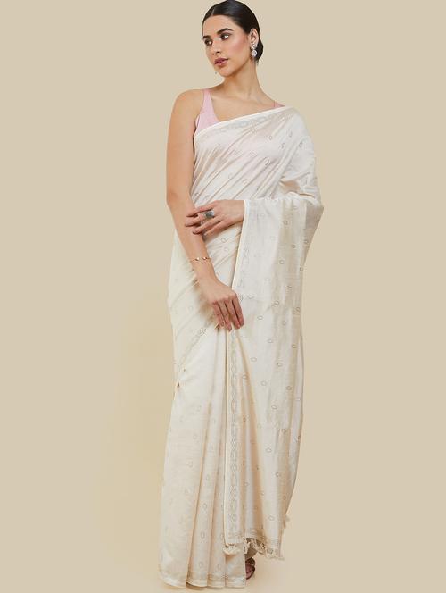 solid sequin embellished saree with blouse - 19659469 - Very Small Image - 1