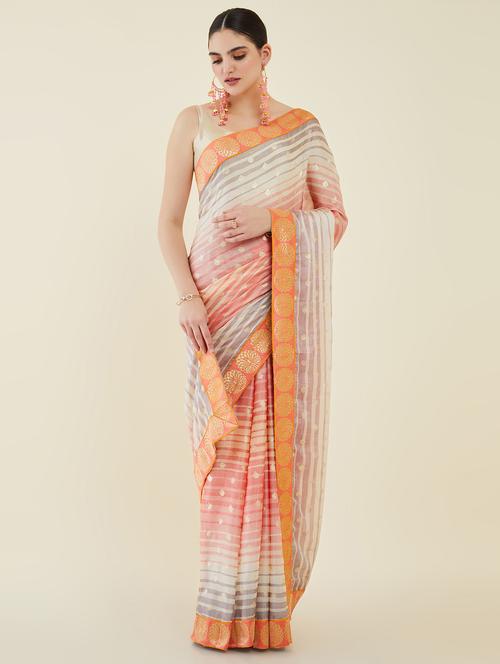 printed woven saree with blouse - 19659489 - Very Small Image - 1