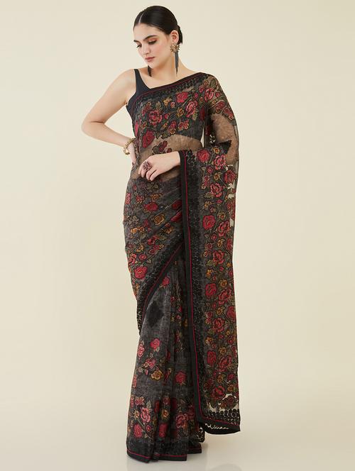 printed woven saree with blouse - 19659492 - Very Small Image - 1