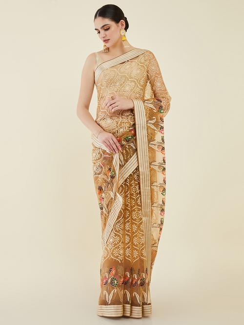 organza brasso jamdani saree with blouse - 19659497 - Very Small Image - 1