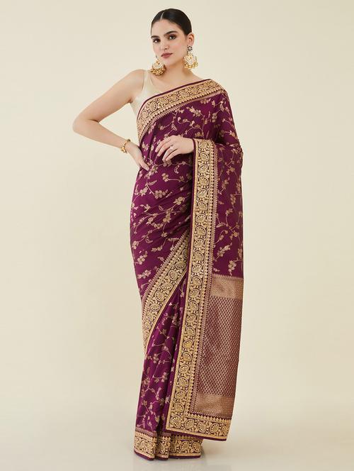 gold work embroidered saree - 19659507 - Very Small Image - 1