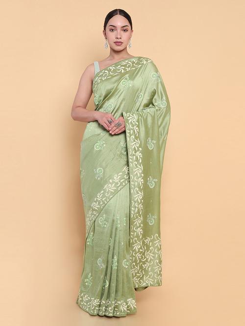 women's floral light green colored saree - 19659524 - Very Small Image - 1