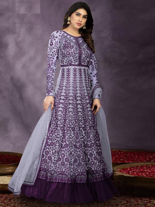 embroidered semi-stitched suit set - 19660404 - Very Small Image - 1