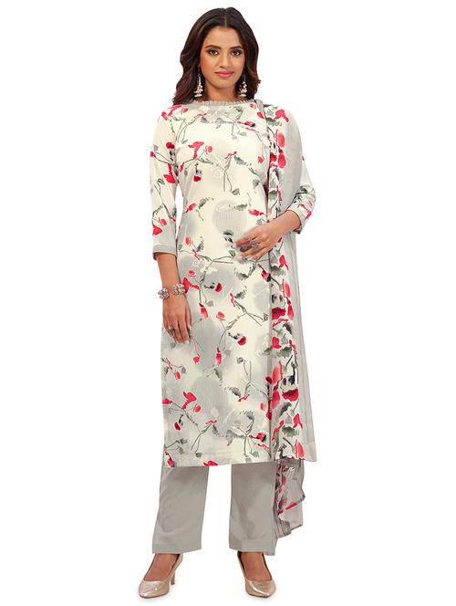 printed unstitched suit set - 19660444 - Very Small Image - 1