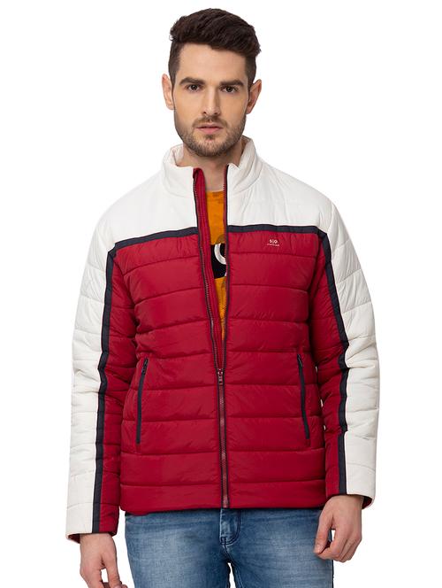 stand collar color block quilted jacket - 19660561 - Very Small Image - 1