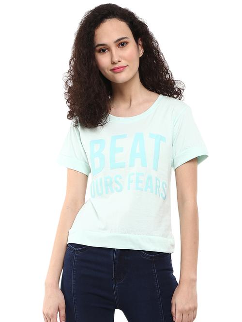 women front print round neck t-shirt - 19660705 - Very Small Image - 1