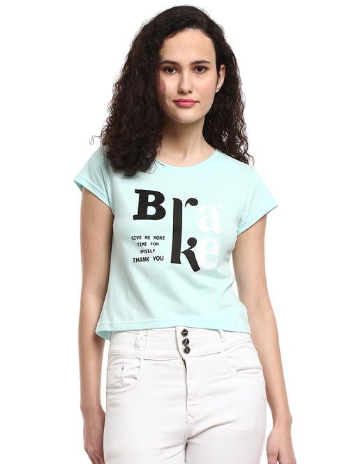 women front print round neck t-shirt - 19660709 - Very Small Image - 1