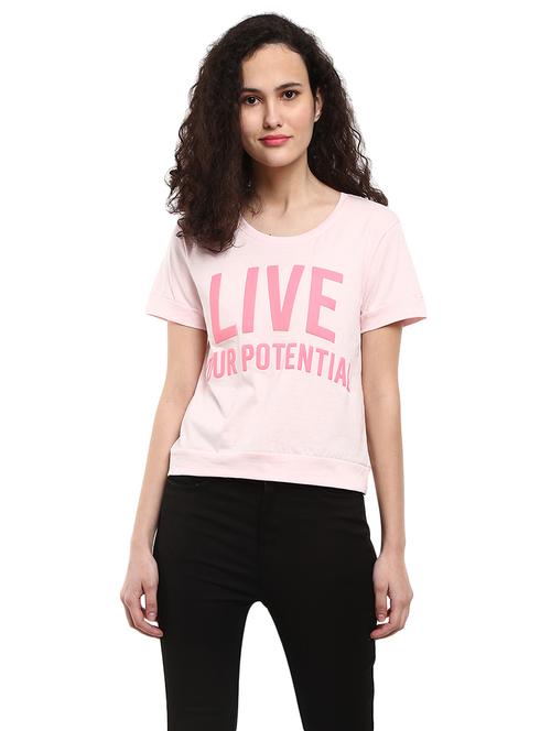 women's chest print round neck t-shirt - 19660736 - Very Small Image - 1