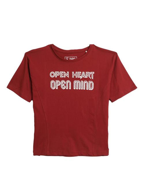 women front print round neck t-shirt - 19660767 - Very Small Image - 1
