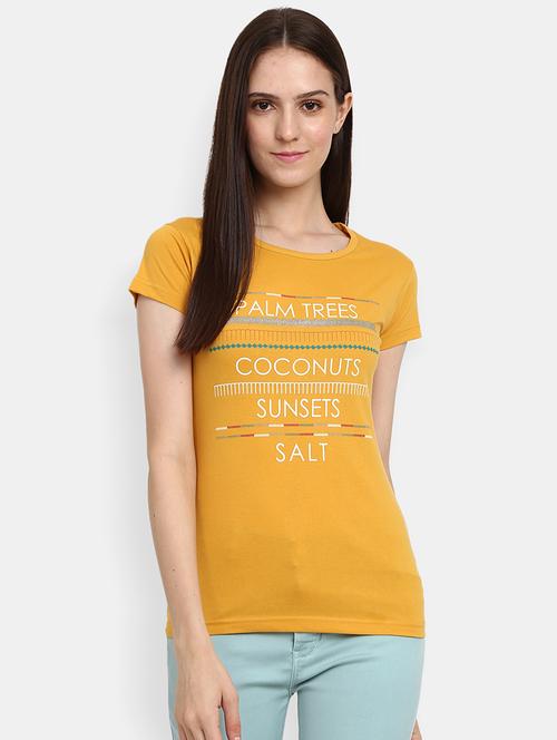 women front print round neck t-shirt - 19660769 - Very Small Image - 1