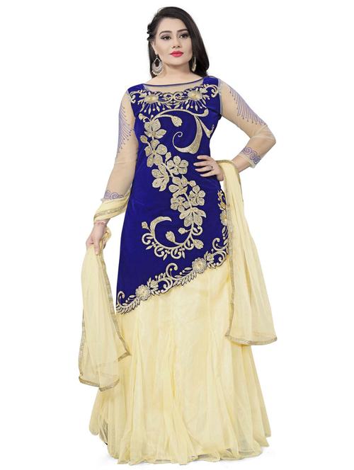 embroidered flared semi-stitched lehenga - 19660949 - Very Small Image - 1