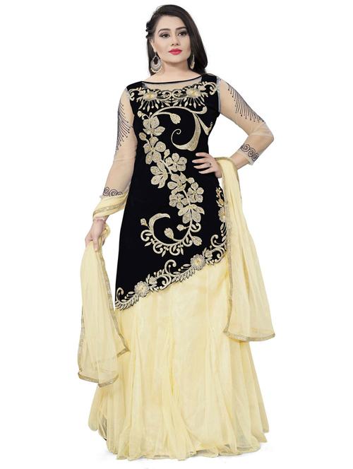 embroidered flared semi-stitched lehenga - 19660956 - Very Small Image - 1