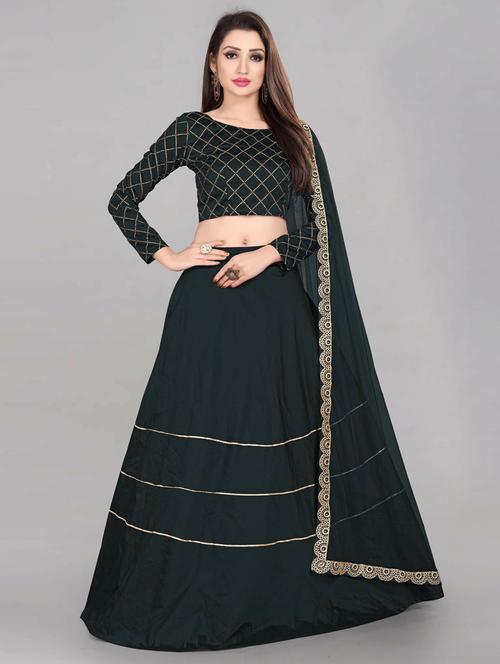 gota work flared semi-stitched lehenga - 19660960 - Very Small Image - 1