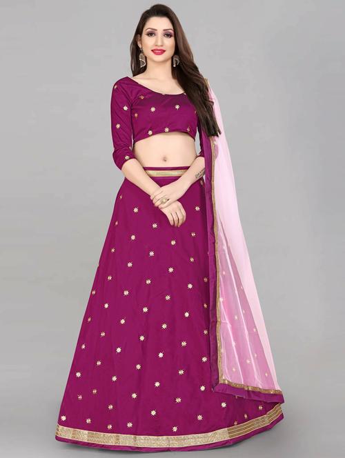 embroidered flared semi-stitched lehenga - 19660969 - Very Small Image - 1