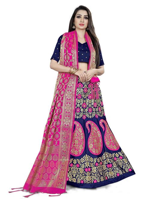 block print flared semi-stitched lehenga - 19660981 - Very Small Image - 1