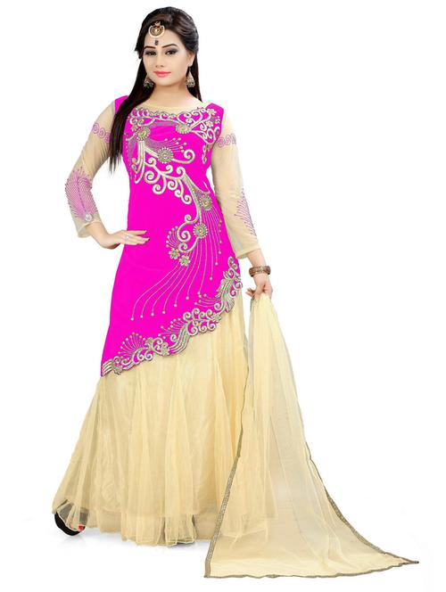 embroidered flared semi-stitched lehenga - 19661129 - Very Small Image - 1