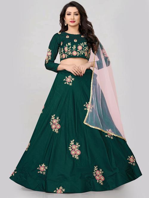 embroidered flared semi-stitched lehenga - 19661175 - Very Small Image - 1