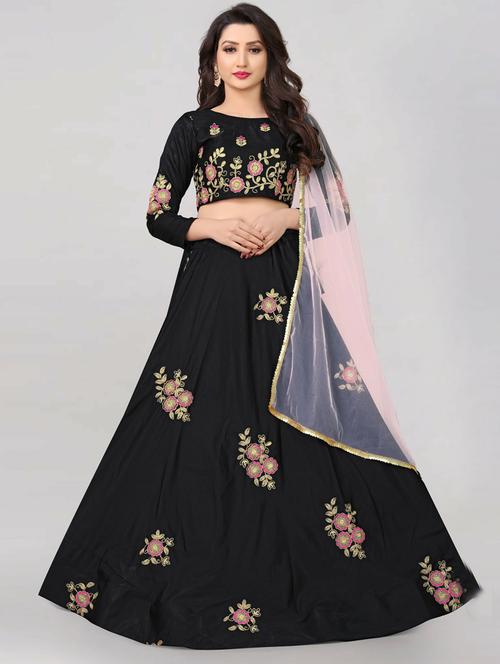 embroidered flared semi-stitched lehenga - 19661201 - Very Small Image - 1