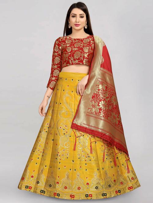 banarasi lehenga choli with dupatta set - 19661359 - Very Small Image - 1