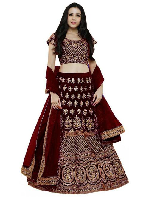 embroidered self designed flared semi-stitched lehenga - 19661467 - Very Small Image - 1