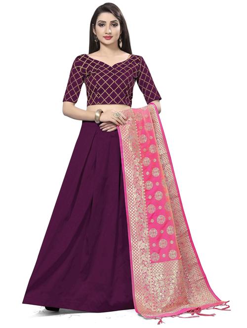 plain flared semi stitched lehenga - 19661508 - Very Small Image - 1
