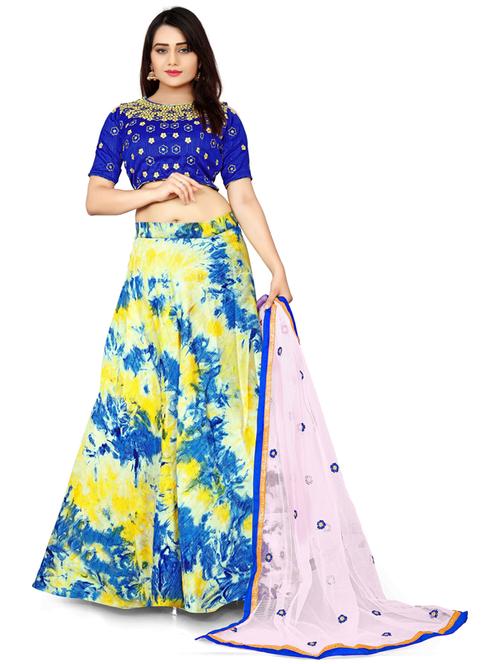 printed flared semi stitched lehenga - 19661509 - Very Small Image - 1