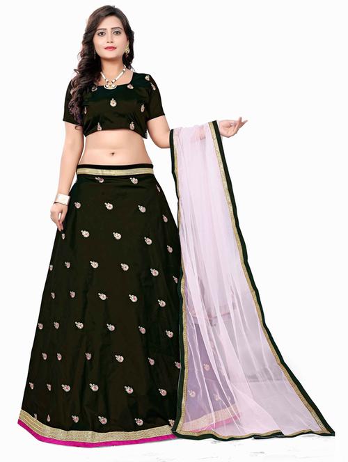 embroidered flared semi-stitched lehenga - 19661549 - Very Small Image - 1