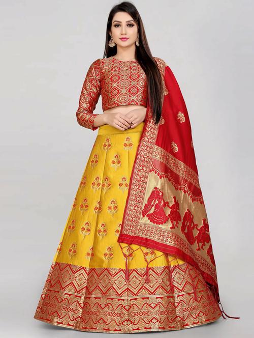 self designed flared semi-stitched lehenga - 19661559 - Very Small Image - 1