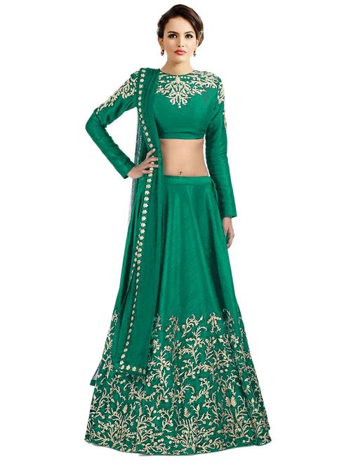 self design flared semi stitched lehenga - 19661584 - Very Small Image - 1