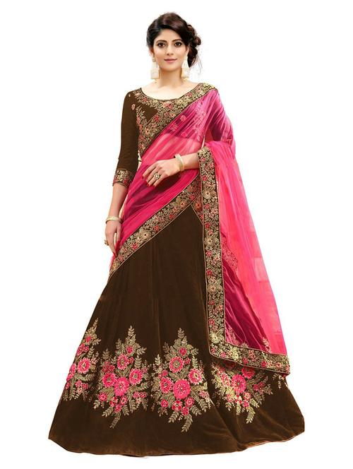 self design flared semi stitched lehenga - 19661618 - Very Small Image - 1