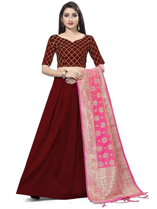 embroidered flared semi-stitched lehenga - 19661632 - Very Small Image - 1