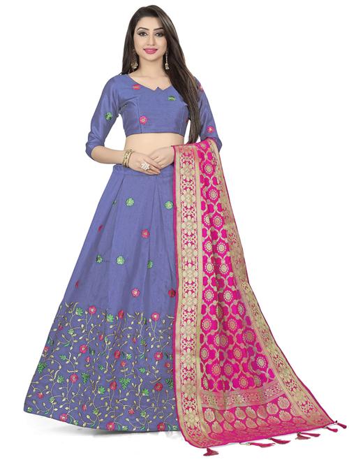 embroidered flared semi-stitched lehenga - 19661638 - Very Small Image - 1
