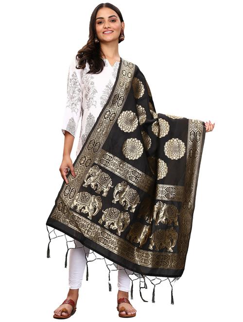 black jaquard dupatta - 19661787 - Very Small Image - 1