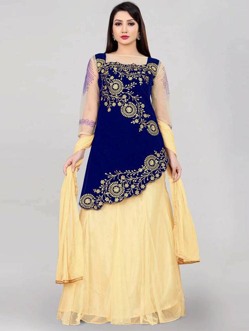 embroidered flared semi-stitched lehenga - 19661827 - Very Small Image - 1