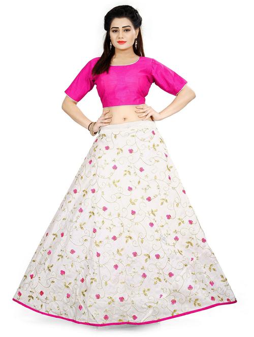 self design flared semi stitched lehenga - 19661838 - Very Small Image - 1