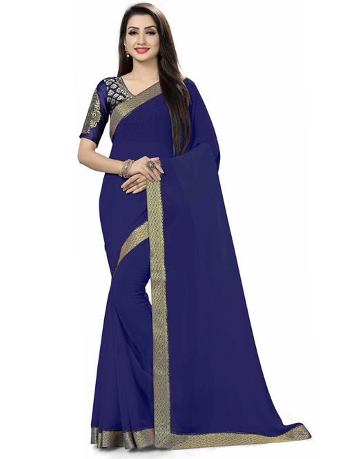solid woven golden border saree - 19661949 - Very Small Image - 1