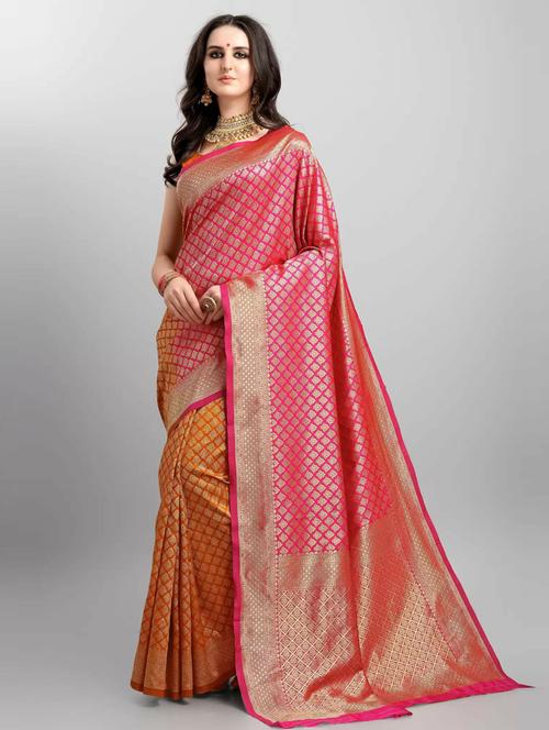 half and half banarasi saree - 19661967 - Very Small Image - 1