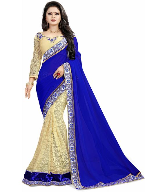 half and half woven self designed saree with blouse - 19662020 - Very Small Image - 1