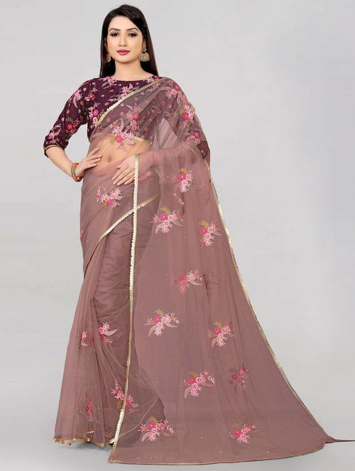 embroidered woven saree with blouse - 19662026 - Very Small Image - 1