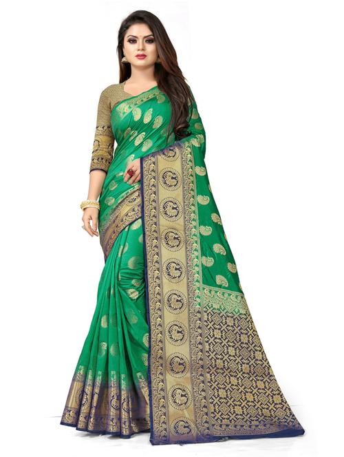 self design kanjivaram saree with blouse - 19662042 - Very Small Image - 1