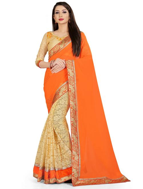 half and half woven self designed saree with blouse - 19662048 - Very Small Image - 1