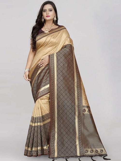 self designed woven saree with blouse - 19662055 - Very Small Image - 1