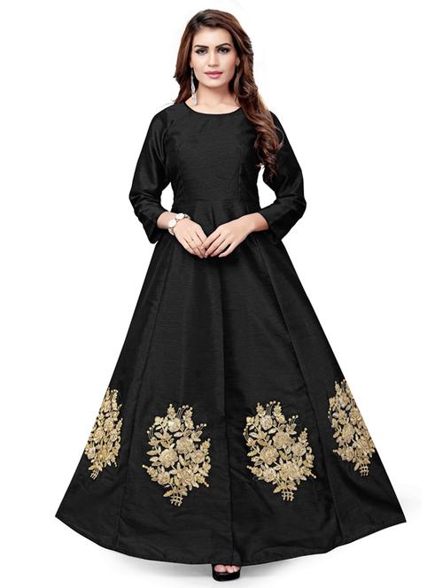 embroidered semi-stitched flared gown - 19662087 - Very Small Image - 1