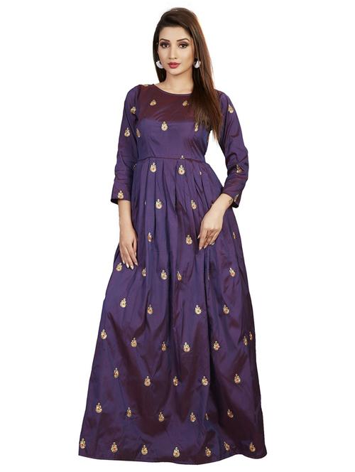 self designed semi-stitched flared gown - 19662102 - Very Small Image - 1